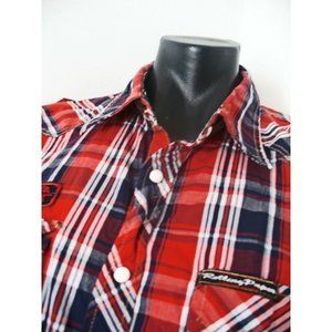 Rolling Paper Company Men's Long Sleeve Button Down Plaid Shirt XL